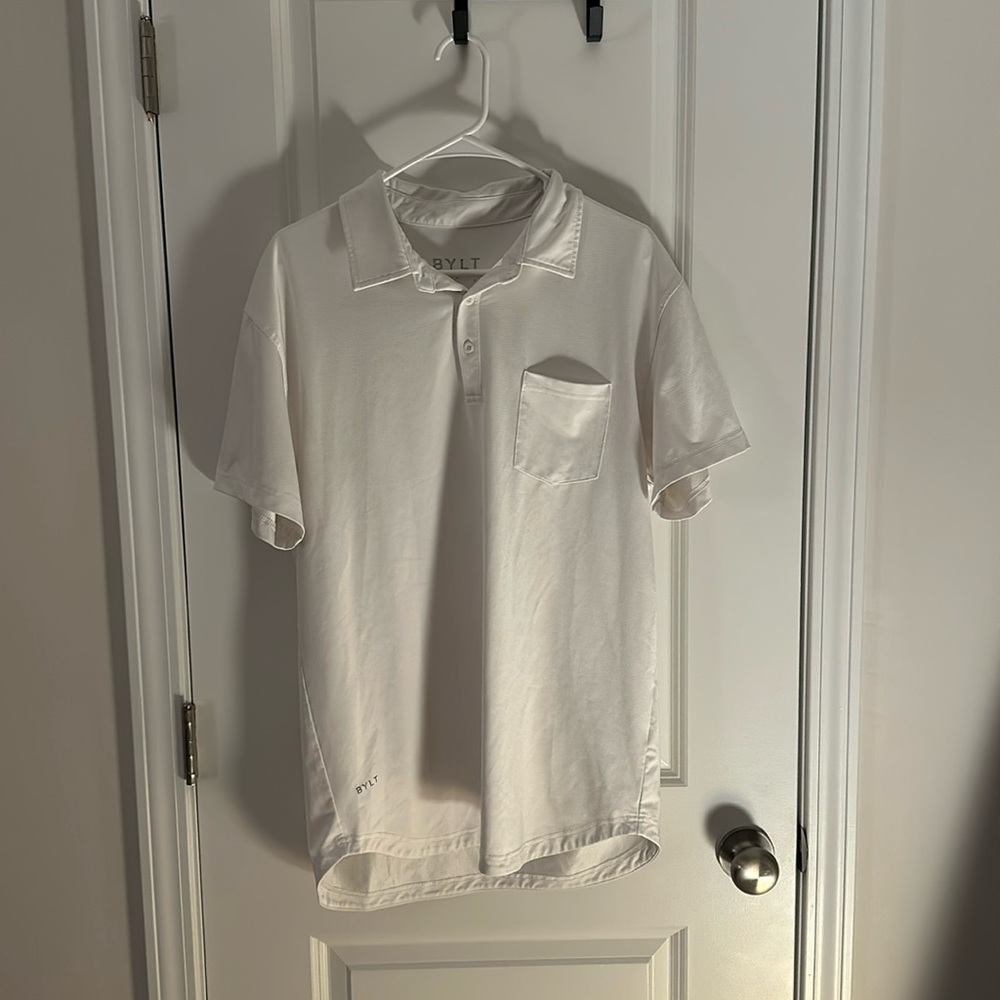 BYLT basics white collared shirt, size Large